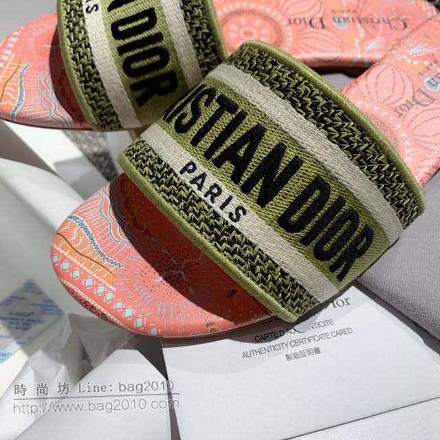 DIOR女鞋 迪奧2021專櫃新款磨砂新大底涼拖 Dior一字型刺繡平拖  naq1496